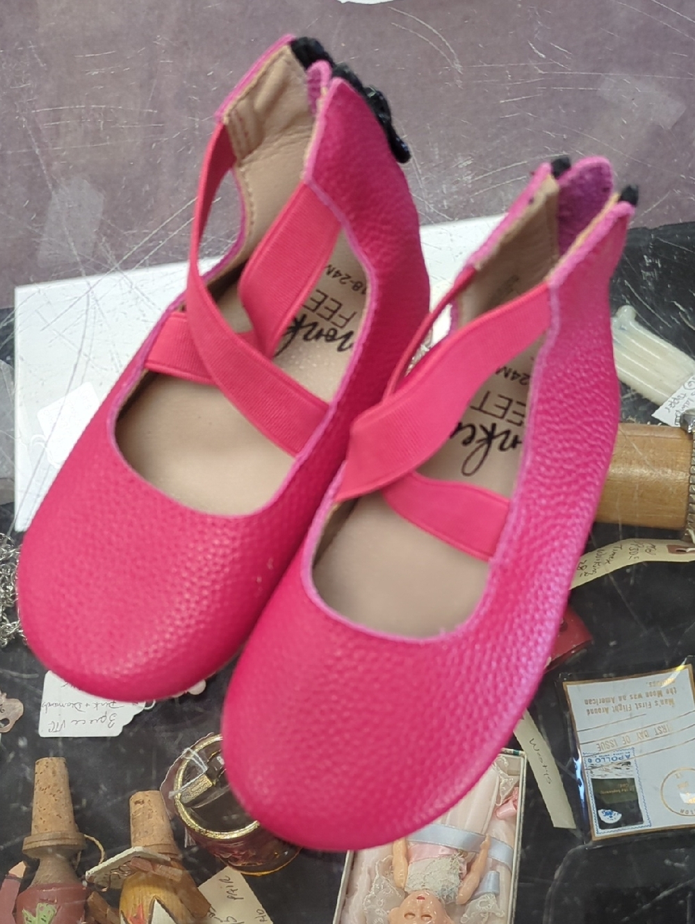 New Monkey Feet Leather Toddler Pink Mary Jane Flats